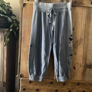 Cropped embellished sweat pants